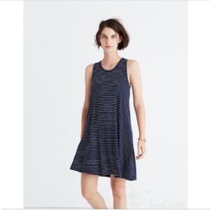 Madewell Highpoint tank dress navy white chevron stripe jersey swing